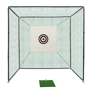 VisioGear Lawn Sports Sets 10FT Golf Practice Net Cage with Metal Frame Hitting Net Kit Indoor Outdoor, Black, 118.11"*118.11"*118.11" - 1 of 4