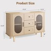 47" Sideboard Buffet Cabinet with Fluted Glass Doors & 3 Drawers - Modern Mid-Century  Storage with Adjustable Shelves - 2 of 4