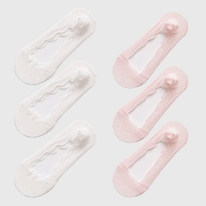 Alilang Women's No Show Socks 6pk Invisible Liner Elegant Lace - 1 of 4