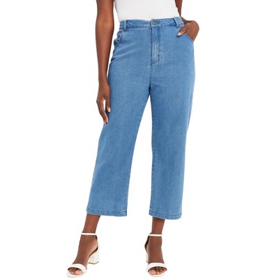 Jessica London Women's Plus Size Classic Cotton Denim Capri