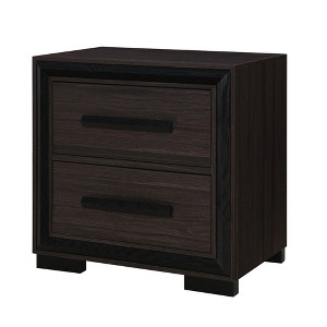 Vynxaria Modern 2-Drawer Nightstand, Solid/Engineered Wood, Sleek Silver Finish, Sleek Black Drawer Pulls, Spacious Storage - 1 of 4