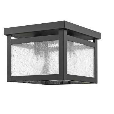 Milford Bronze 2-Light Seeded Glass Flush Mount