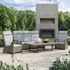 Greemotion 4pc Antigua Outdoor Patio Conversation Furniture Sets with Height Adjustable Table Brown: Modular Sectional, UV Protection - 2 of 4