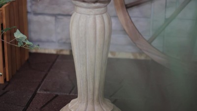 Cream Grecian Column Glass Fiber Reinforced Concrete Bird Bath