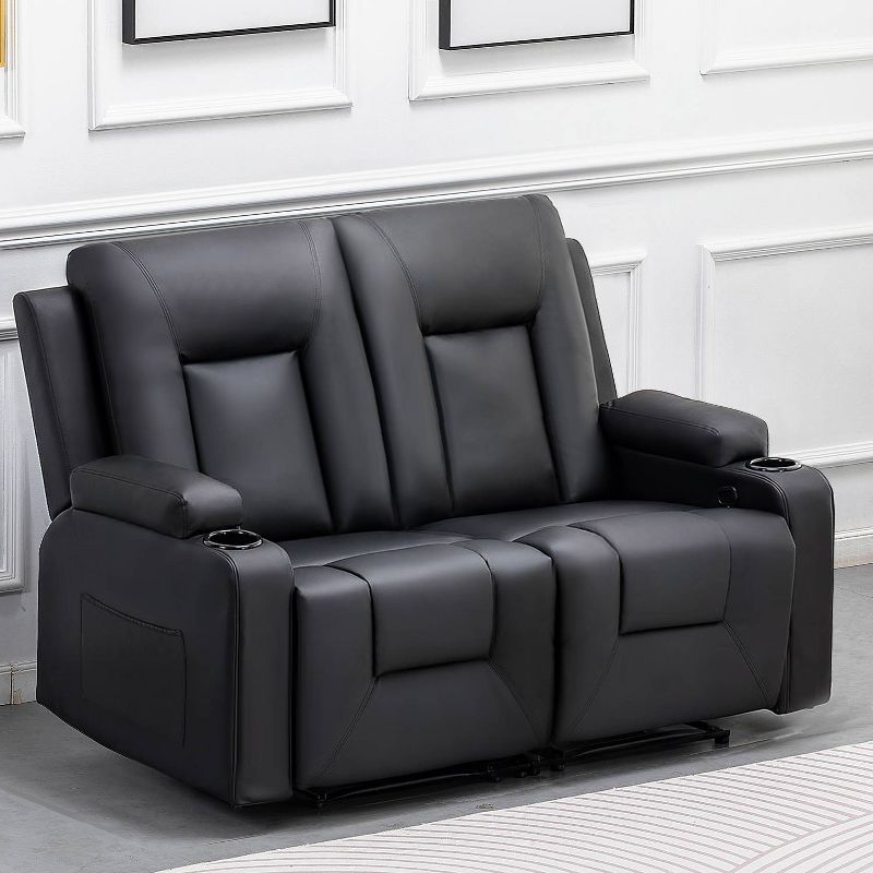 Bonded PU Leather Recliner Loveseat - COMHOMA, 1 of 6