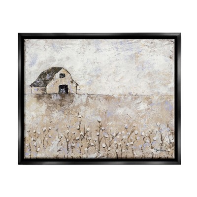 Stupell Industries White Barn Distressed Landscape Cotton Field Florals