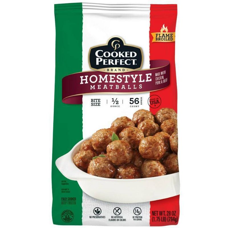 Cooked Perfect Homestyle Meatballs - Frozen - 28oz, 1 of 9