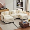 Modern Modular Sofa Combo with Ottomans, Cushions & Footstools – 3-Seater Chenille Sofa Set for Living Room, Bedroom,Apartment, Stylish & Comfortable - 3 of 4