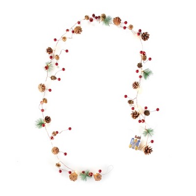 Lakeside Lighted Christmas Strand with Floral Winter Appliques - Holiday Accent