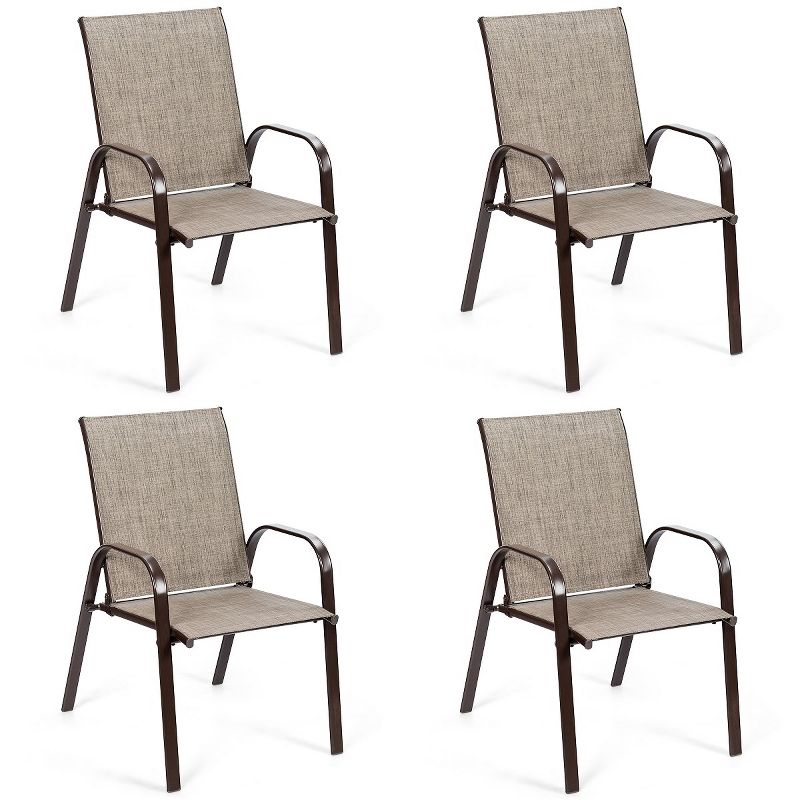 Tangkula 4-Piece Patio Chairs Camping Garden Chairs with Armrest & Backrest, 1 of 9