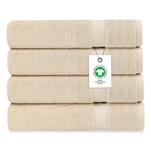 Delara 100% Organic Cotton Soft, Quick Dry & Ultra-Absorbent 30"x58", Bath Towels(Pack of 4) - 1 of 4