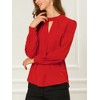 INSPIRE CHIC Women's Office Keyhole Elegant Stand Collar Long Sleeve Back Neck Button Blouse - 2 of 4