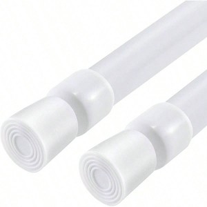 2 Pack Spring Tension Curtain Rods White Adjustable 53 - 98 Inches 0.86 Inch Diameter Suitable for Bathroom Window Screen - 1 of 4