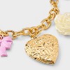 Girls' Bow and Heart Locket Charms Bracelet - art class™ Gold: Lobster Claw Clasp, Iron & Zinc, Chain Style - 4 of 4