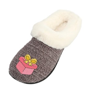 Roxoni Women’s Cozy Faux Fur Slippers with Indoor Outdoor Sole – Festive Holiday Custom Gift Footwear - 1 of 4