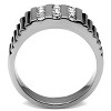 Slickblue Polished Stainless Steel Ring with Clear Synthetic Crystals, Men’s Band, Pave Style, Clear, Sizes 8–13 - 3 of 4