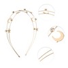 Unique Bargains Women's Elegant Double Layer Moon Headband 4.72" ID Gold Tone 1 Pc - 2 of 4