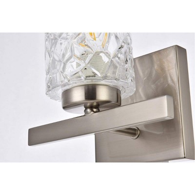 Cassie Contemporary 7.5" Satin Nickel Wall Sconce with Clear Shade