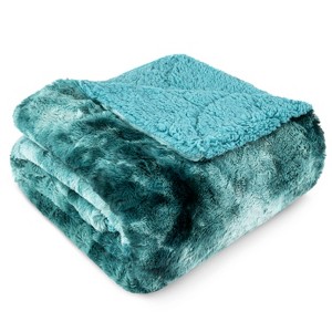 PAVILIA Tie-Dye Faux Fur Throw Blanket, Furry Fuzzy Fluffy Shaggy Plush Warm Reversible Thick for Bed Couch Sofa - 1 of 4