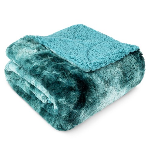 PAVILIA Tie-Dye Faux Fur Throw Blanket, Furry Fuzzy Fluffy Shaggy Plush Warm Reversible Thick for Bed Couch Sofa - image 1 of 4