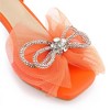 Perphy Women's Mesh Bow Lace Up Rhinestones Strap Kitten Heel Sandals - 3 of 4