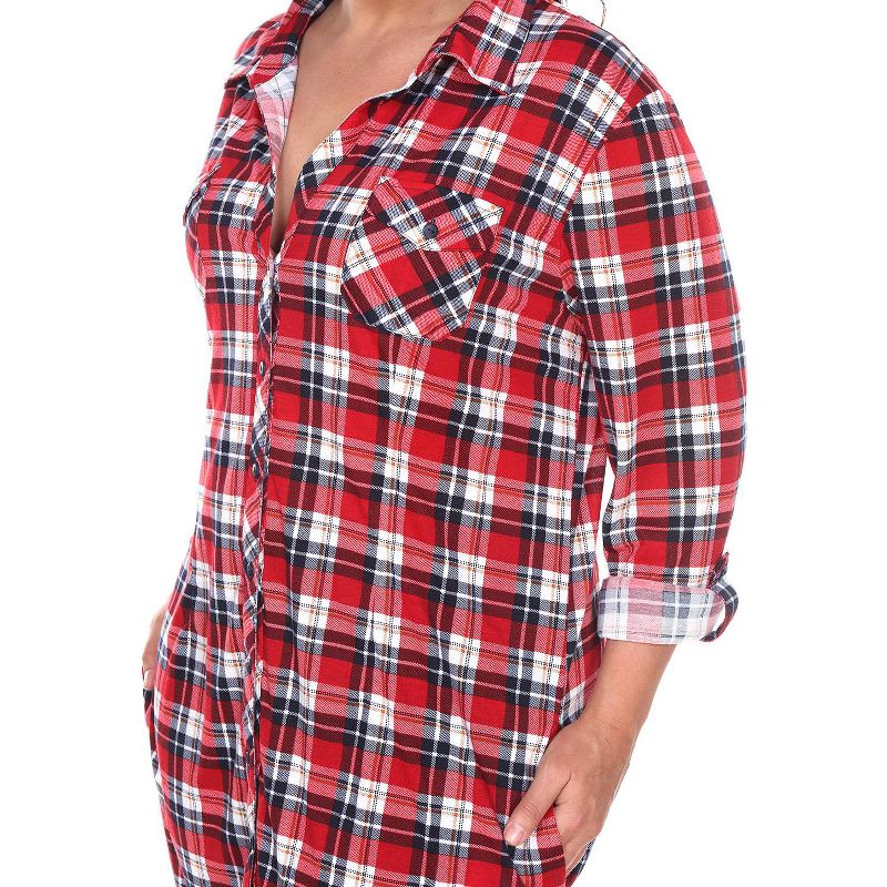 Women's Plus Size Piper Stretchy Plaid Tunic with Pockets - White Mark, 2 of 4