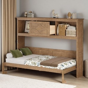 Merax Twin Size Murphy Bed with USB Charging Station, Drawer Storage & Decorative Cabinet Design - 1 of 4