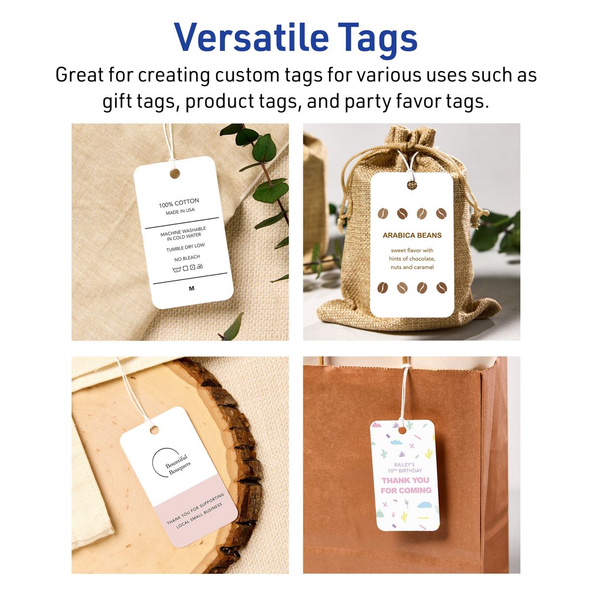 2" x 3-1/2" Rectangle Rounded Corners, Matte White Printable Tags - thumbnail 3