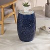 MOEPISY 12 inch Mosaic Patio End Table, Dark Blue - 2 of 4