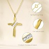 GILDED Small Natural Round-Cut Diamond Accent 3 Stone Cross Pendant in 10 Karat Gold, 18 Inch Chain - 2 of 4