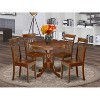 HomeStock 5-Piece Round Mahogany Finish Solid Wood Top Dining table with 4-Chairs - 2 of 4