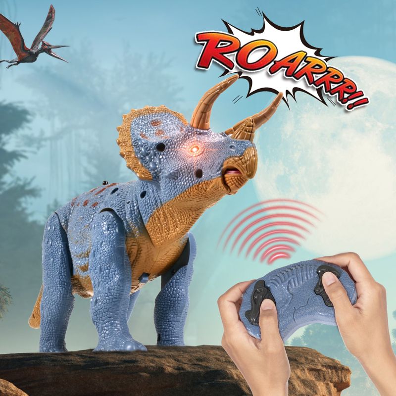 Contixo DR2 RC Dinosaur Toy -Walking Triceratops Dinosaur with Light-Up Eyes & Roaring Effect for Kids, 6 of 18