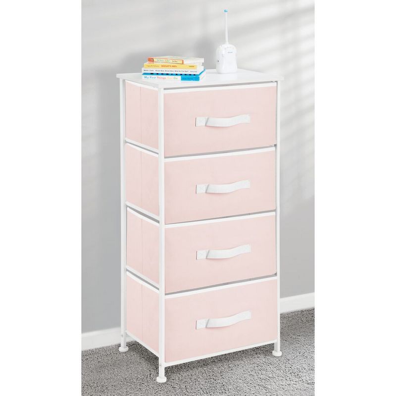 mDesign Tall Dresser Storage Tower Stand with 4 Fabric Drawers, 2 of 8
