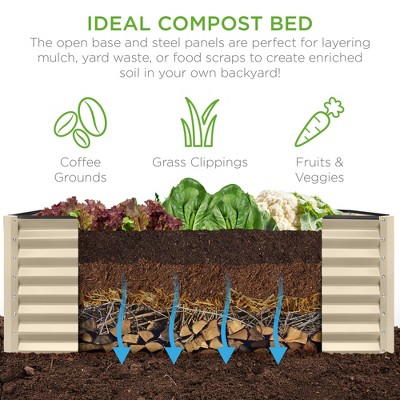 Beige 6x3x2ft Powder-Coated Steel Outdoor Raised Garden Bed