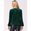 Allegra K Women's Velvet Cowl Neck Lantern Sleeve Tops - 3 of 4