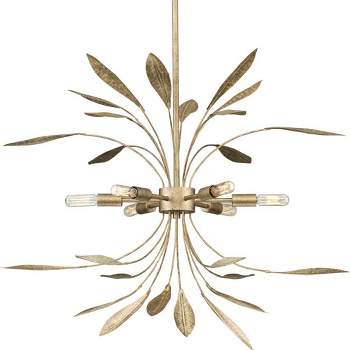 Progress Lighting Mariposa 6-Light Hanging Pendant, Antique Gold, Steel, Contemporary, No Shade