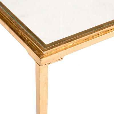 Juliana Gold and Clear Glass Rectangular Cocktail Table