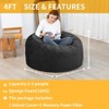 Giant 4ft Bean Bag Chair with High-Rebound Memory Foam, Plush Dutch Velvet Cover, Soft Foam-Filled Lazy Sofa for Kids & Adults - 2 of 4
