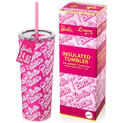 Barbie x Dragon Glassware 24 oz Vacuum Insulated Tumbler with Lid and Straws Classic