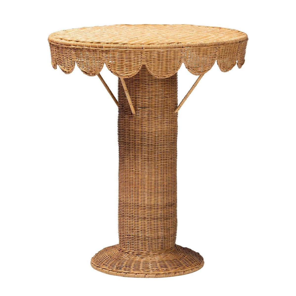 bali & pari Pabla Rattan Scalloped Accent Table Light Honey - thumbnail 6