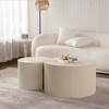 Vynxaria Series 30 in. Beige Cream Round Wooden End Table with Handcrafted Relief and Sturdy Pedestal - 4 of 4