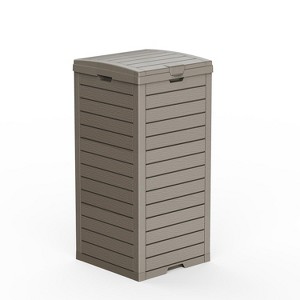 Dolonm 31GAL Outdoor Trash Can - Weatherproof, Large Capacity, Easy to Clean, Fade & Rust Resistant, Durable Resin Material,Light Grey - 1 of 4