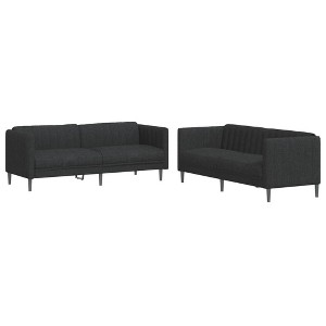 vidaXL Sofa Set Black Polyester, Plywood, Solid Wood 2-seater and 3-seater - 1 of 4
