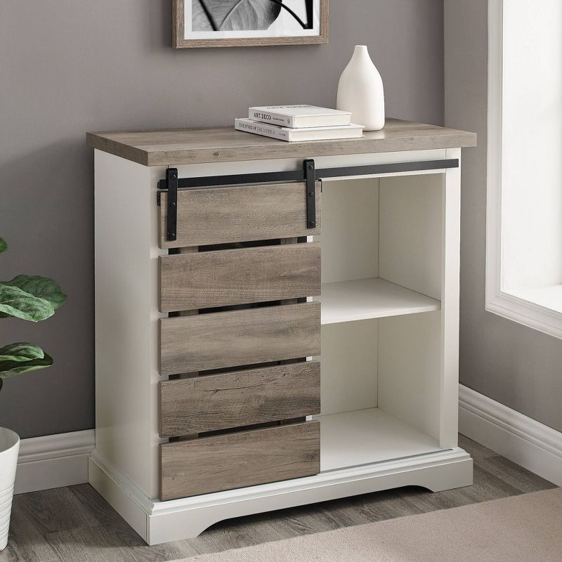 Tertia Modern Transitional Accent Cabinet with Sliding Plank Door - Saracina Home, 3 of 13
