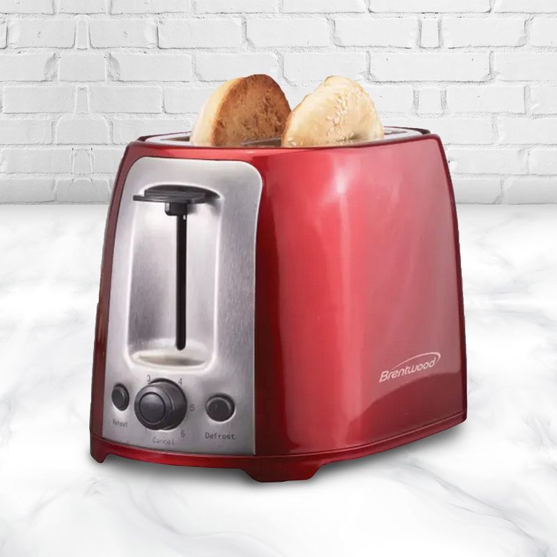 Brentwood 2 Slice Cool Touch Toaster in Red and Stainless Steel, 5 of 7