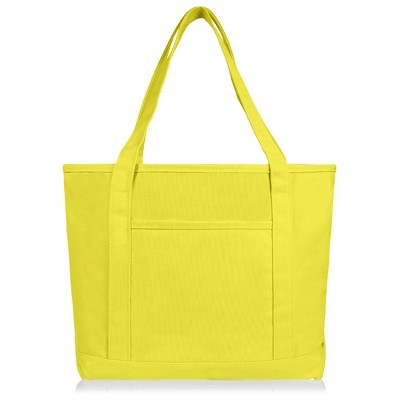 Dalix 20" Solid Color Cotton Canvas Shopping Tote Bag