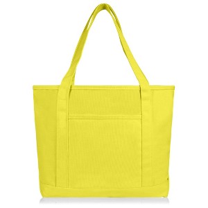 Dalix 20" Solid Color Cotton Canvas Shopping Tote Bag - 1 of 4