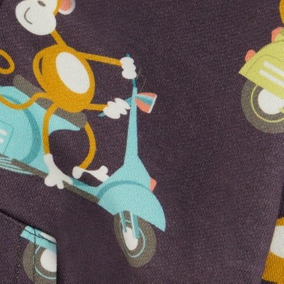 monkey on navy moped