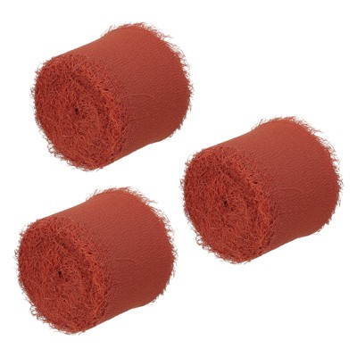 Unique Bargains DIY Crafts Party Gift Wrapping Fringe Chiffon Silk Ribbon 3 Rolls