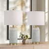 360 Lighting Holly 24 3/4" High Modern Table Lamps Set of 2 Gold and Gray Finish Ceramic White Shade Living Room Bedroom Bedside Nightstand House - 2 of 4